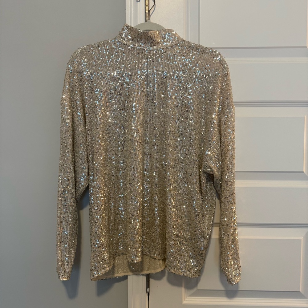 H&M Sequin Mockneck Long Sleeve Top | Size S/M
